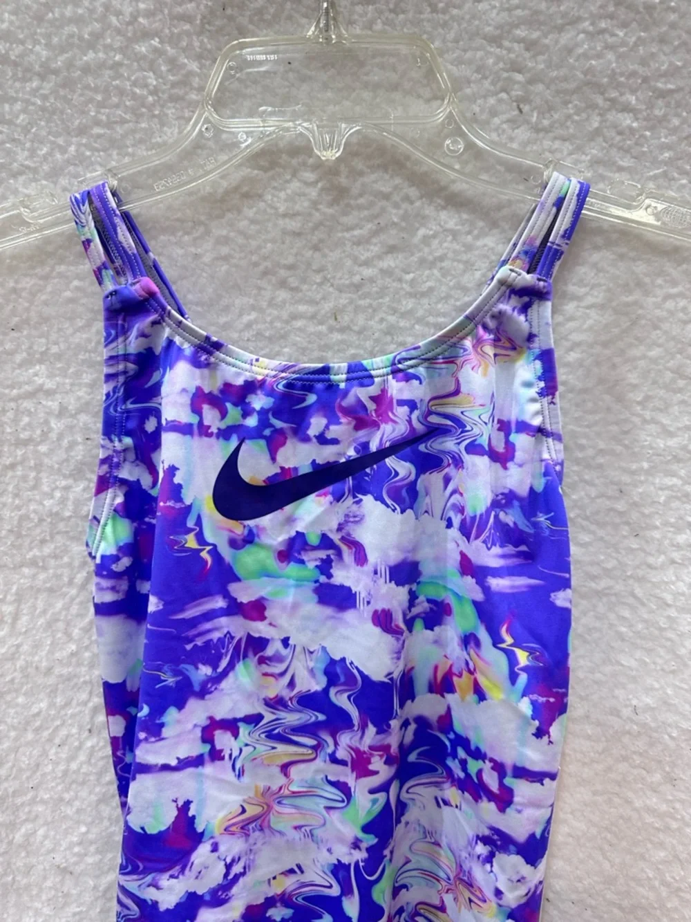 Nike Girls Purple & White Marble One-Piece Swim Suit